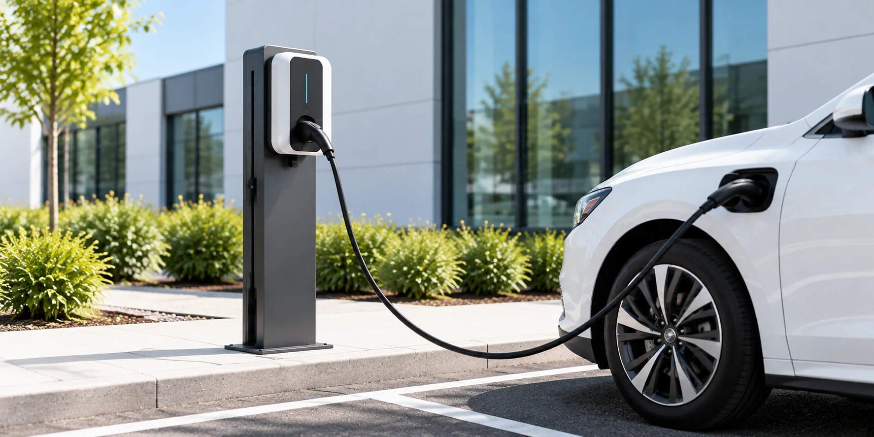 Punto de recarga para vehículos eléctricos en un negocio