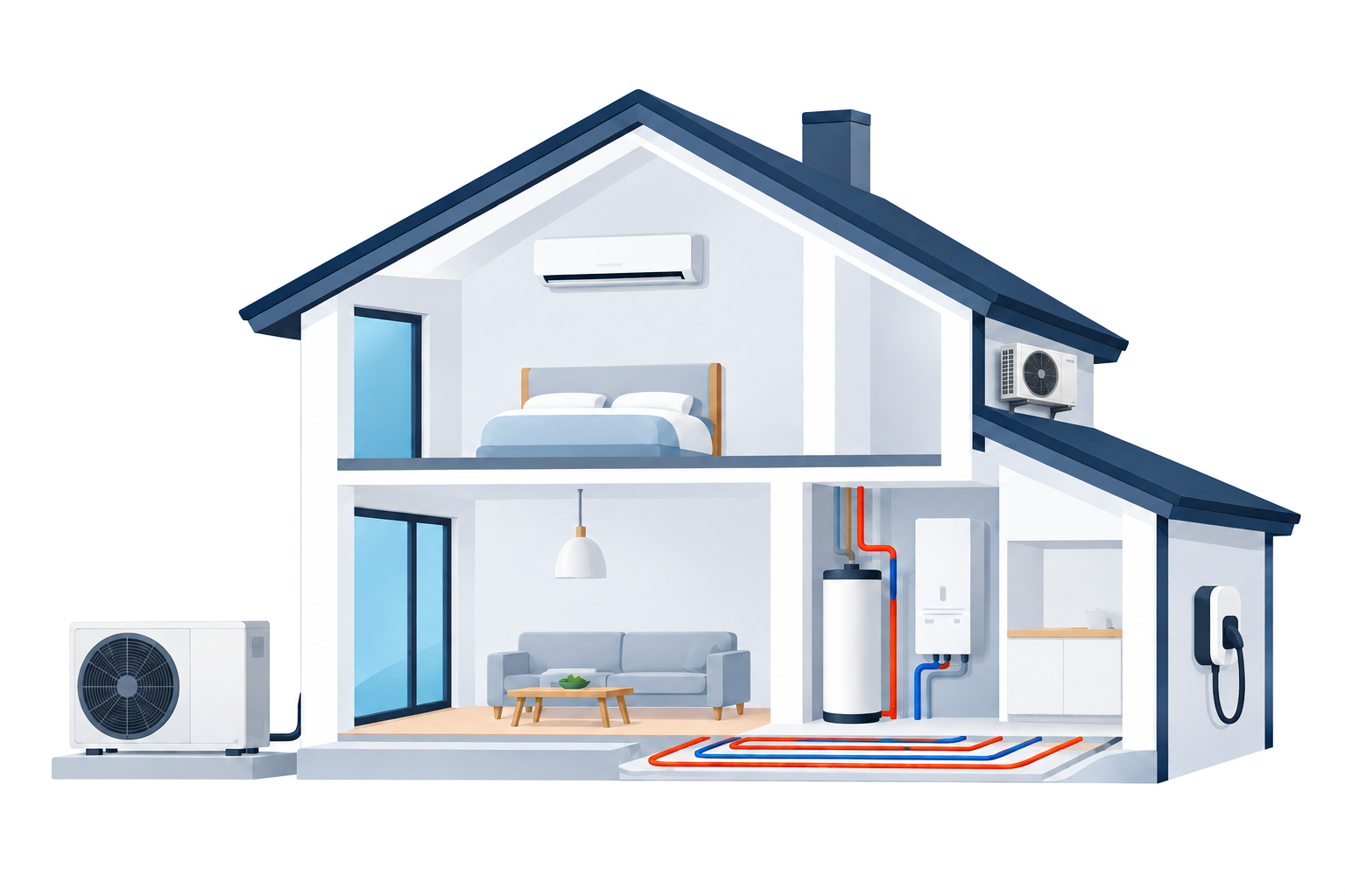 Vivienda con sistemas de climatización y energía